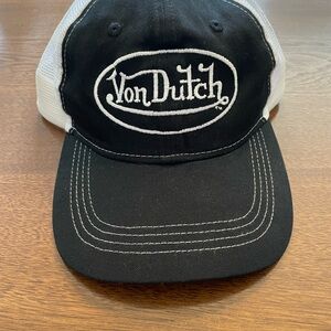 Von Dutch Black and White Mesh Back Trucker Cap